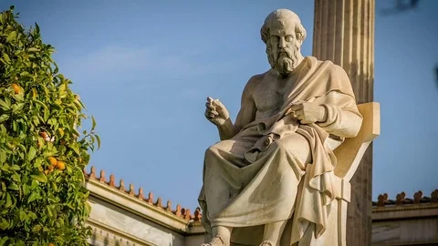 Marble Statue of the Great Greek Philosopher Plato Time Lapse Stock Footage 73227300
