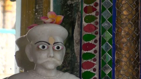 Marble statue in an Indian temple Stock Footage 52074579