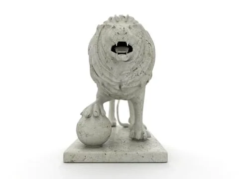 Marble statue of a lion (front view) Stock Illustration