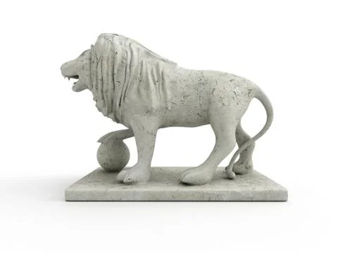 Marble statue of a lion (left view) Stock Illustration