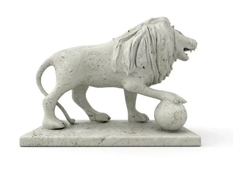 Marble statue of a lion (right view) Stock Illustration