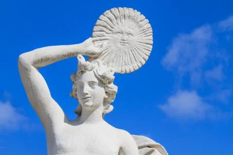 Marble statue with solar disk Stock Photos