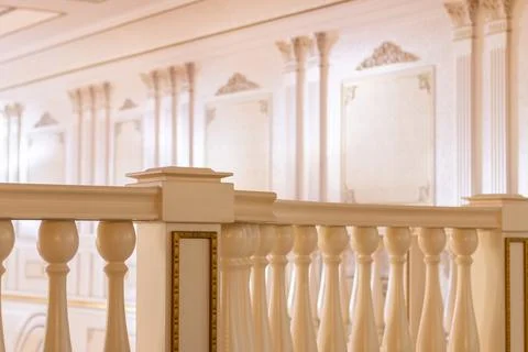 Marble stone balusters in a classic style interior Stock Photos