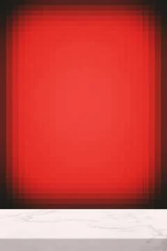 Marble Table and Abstract Blurred Red Pixel Gradient Wall Background Stock Illustration