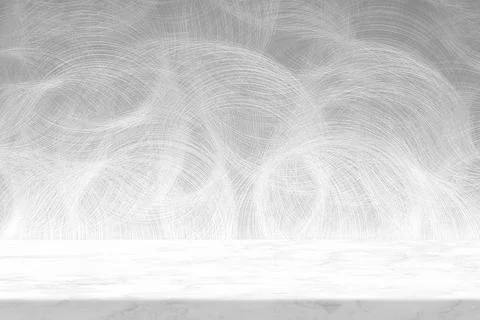 Marble Table with White Concentric Brushed Metal Wall Background 스톡 일러스트