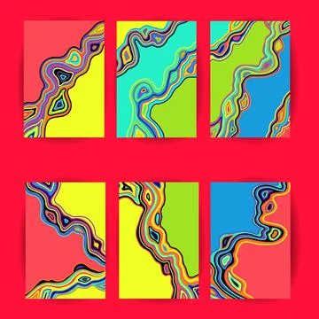 Marble template set. Bright abstract card collection. Vector illustration. イラスト素材