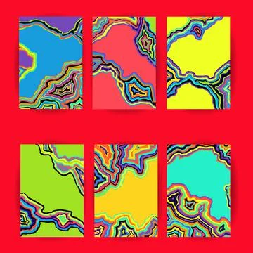 Marble template set. Bright abstract card collection. Vector illustration. イラスト素材