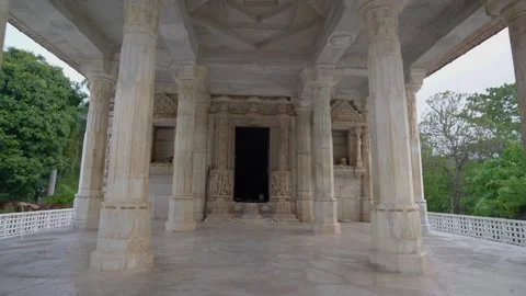 Marble Temple Architecture Surrounded by Greenery Stock Footage 311798346