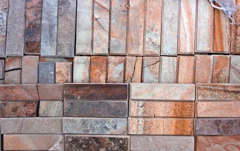 Marble texture decorative brick, wall tiles made of natural stone. Building Stock Photos