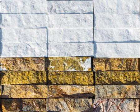 Marble texture decorative brick, wall tiles made of natural stone. Building Stock Photos