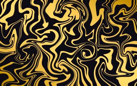 Marble texture. Dynamic liquid pattern in gold. Golden wavy lines. Vector fluid Stock Illustration