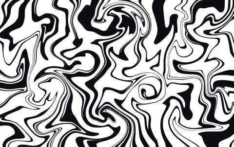 Marble texture. Dynamic liquid pattern in black and white. Wavy lines. Vector Stockillustratie
