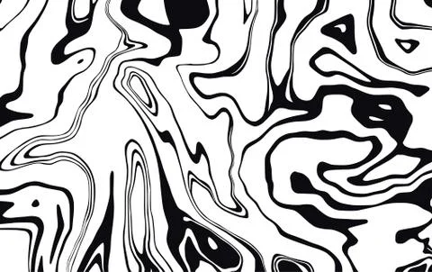 Marble texture. Dynamic liquid pattern in black and white. Wavy lines. Vector Stock Illustration