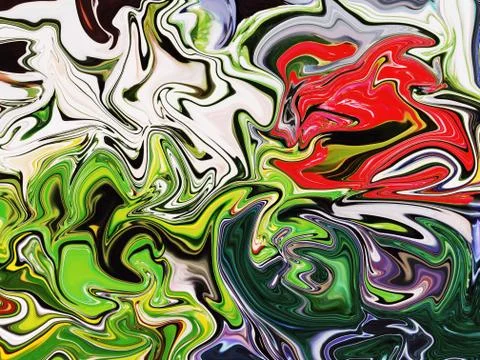 The marble texture is liquid green, white, red and black. Stock Illustration