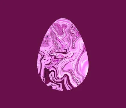 Marble texture pink egg isolated on burgundy color background. Trendy modern Stock Illustration