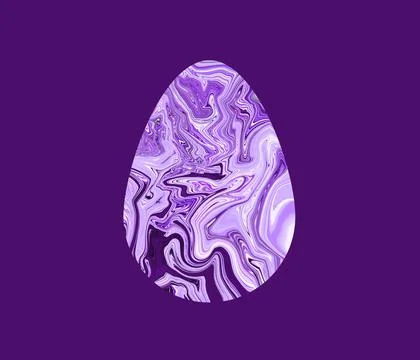 Marble texture purple egg isolated on dark violet blue background. Trendy Stock Illustration