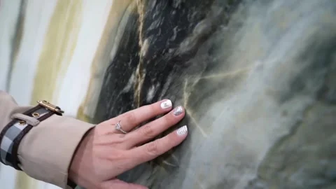 Marble Texture: Tactile Elegance Close-Up Vídeo Stock 306520350
