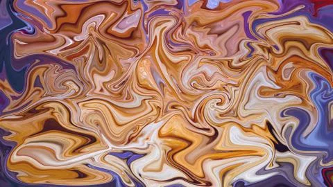 The marble texture is yellow, blue, white and brown liquid. Stock Illustration