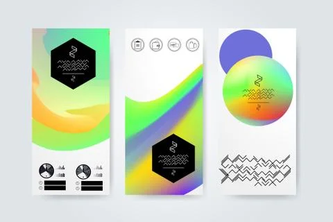 Marble trendy illustration backgrounds, placards with abstract liquid bubbles Illustrazione stock