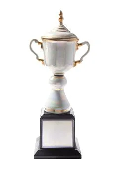 Marble trophy isolated on white background. Winning awards Foto stock
