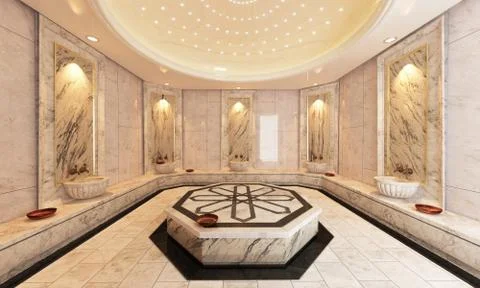 Marble Turkish Hamam, bath modern design Stock Illustration