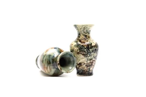 Marble vases on a white background Stock Photos