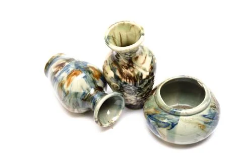 Marble vases on a white background Stock Photos