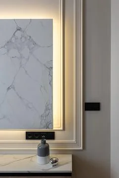 Marble wall panel with warm LED backlight Stock Photos