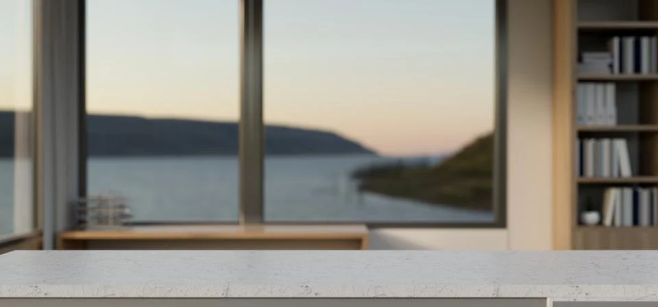 A marble white tabletop with empty space for display product in a minimal h.. Stock Illustration