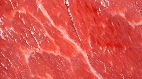 Marbled beef rotating. Meat steak surface texture. Uncooked fresh beef Stock Footage 121166170