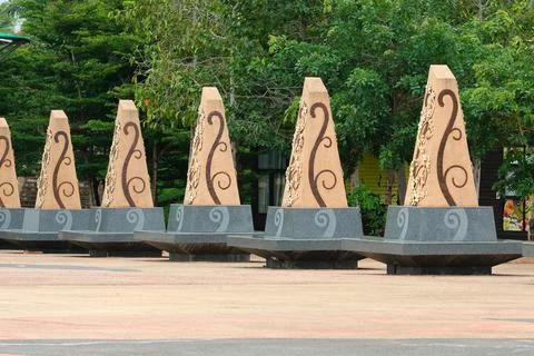 Marbled bench with pole for pattern Stock Photos