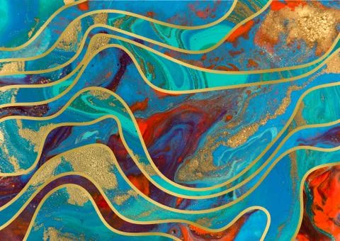 Marbled blue abstract background. Liquid marble pattern. Stock Illustration