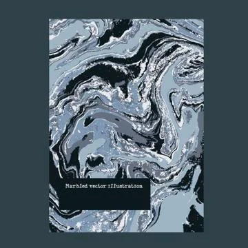 Marbled blue and gray abstract background. Liquid marble pattern. Vector fluid Stock Illustration