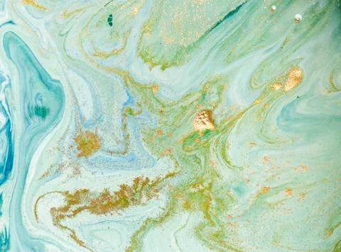 Marbled green abstract background. Liquid marble pattern Stock Illustration