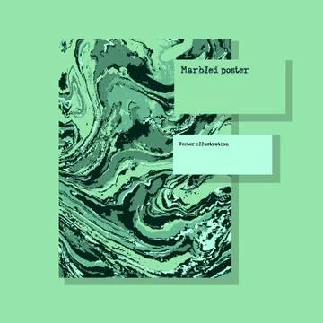 Marbled green abstract background. Liquid marble pattern. Vector fluid texture Illustrazione stock