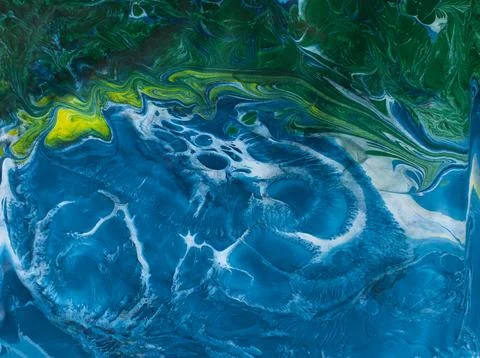 Marbled paper in ebry technique. Abstract ocean background. Stock Photos