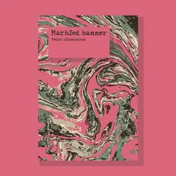 Marbled pink and green abstract background. Liquid marble pattern. Vector fluid 스톡 일러스트