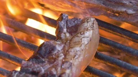 Marbled Steak On Fire Stock-Footage 151775603