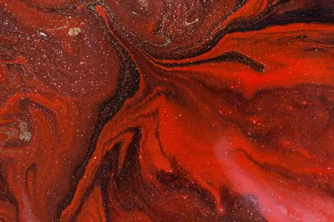 Marbled texture design imitation. Red and black marble pattern. Fluid art. Stock Illustration