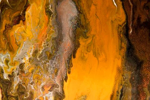 Marbleized effect. Liquid marble pattern with bronze powder Stock Photos