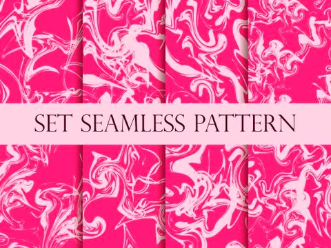 Marbling seamless pattern set. Watercolor marbling illustration Stock Illustration