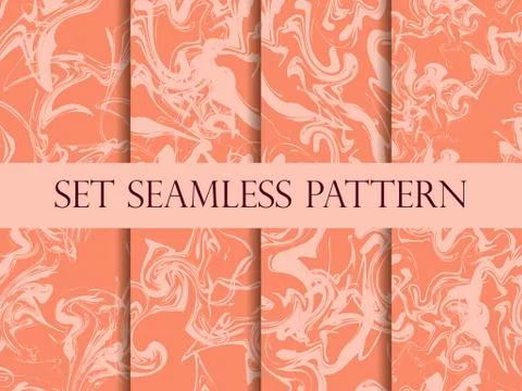 Marbling seamless pattern set. Watercolor marbling illustration Stockillustratie