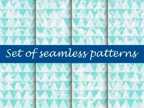 Marbling set seamless pattern. Bright background with triangles. Vector ill.. イラスト素材