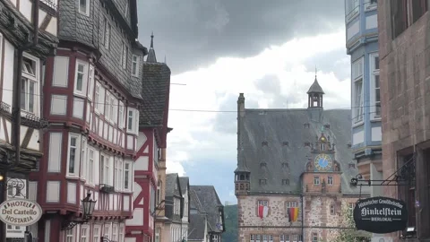 Marburg Town Hall with Soap Bubbles in the Foreground Stock-Footage 343353628