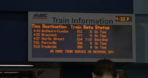 Marc Commuter Train Schedule from DC Stock Footage 108790972