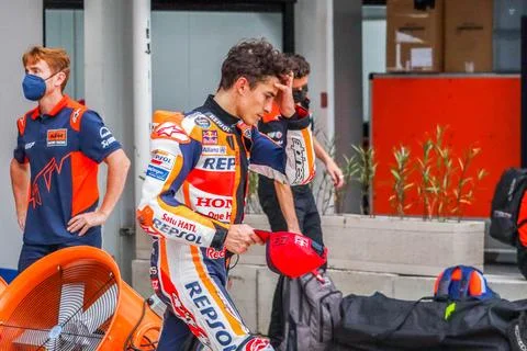 Marc Marquez 93 walk in paddock at Mandalika Circuit Stock Photos