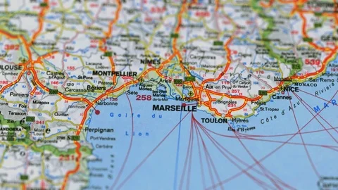 Marceille On A Map Of Europe Stock Footage 117172342
