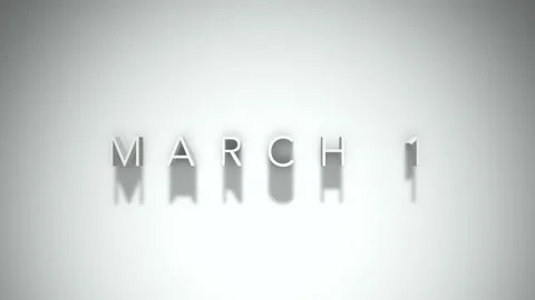 March 1 3D title animation with shadows ... | Stock Video | Pond5