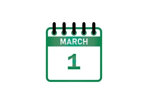 March 1 Calendar Date Stockillustratie