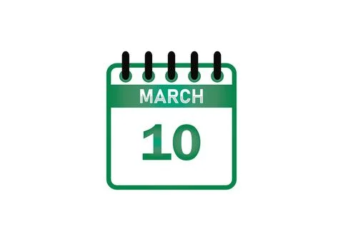 March 10 Calendar Date Illustration